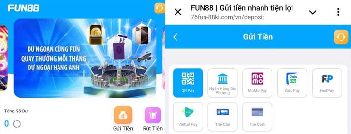 Hướng dẫn nạp tiền trong 1 phút tại Fun88