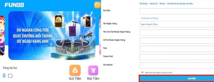 Hướng dẫn rút tiền tài khoản Fun88 nhanh chóng